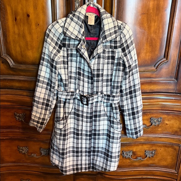 Paris Blues Jackets & Blazers - Paris Blues Black and White Plaid Trench Coat